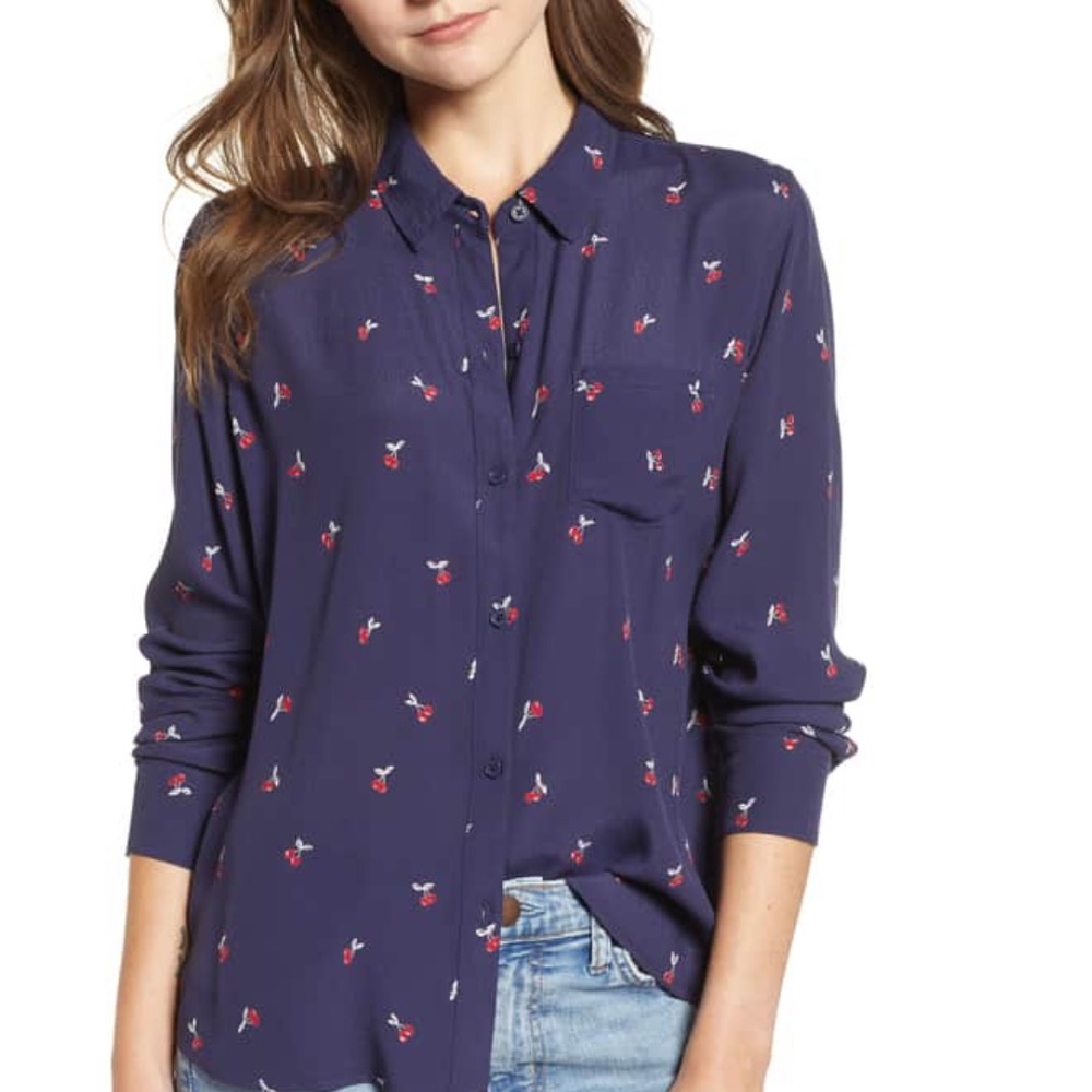 Rails Kate Navy Cherry Button Down - image 1
